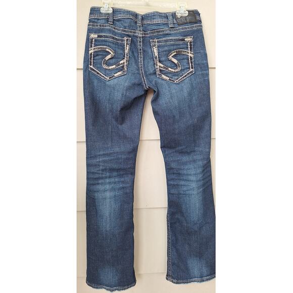 Silver Jeans Women's AIKO Mid Boot Jeans Embroidery 98% Cotton Blue Size 30 (10) - Picture 1 of 10